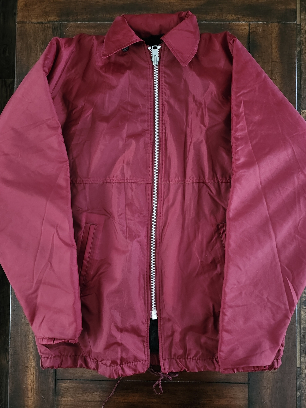 Vintage Rennoc Classic Maroon Windbreaker W/ Hideaway Hood In Collar Large